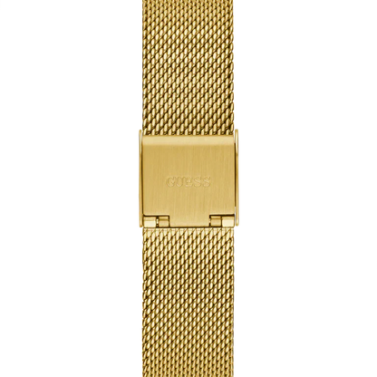 Guess GW0354L5 Square Gold Case Crystal Bezel Green Dial Gold Mesh Women's Watch