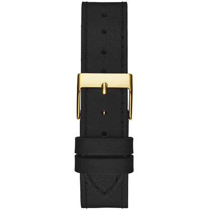 Guess Fame GW0504L5 Gold Triangle Case Crystal Bezel Black Dial Black Leather Women's Watch