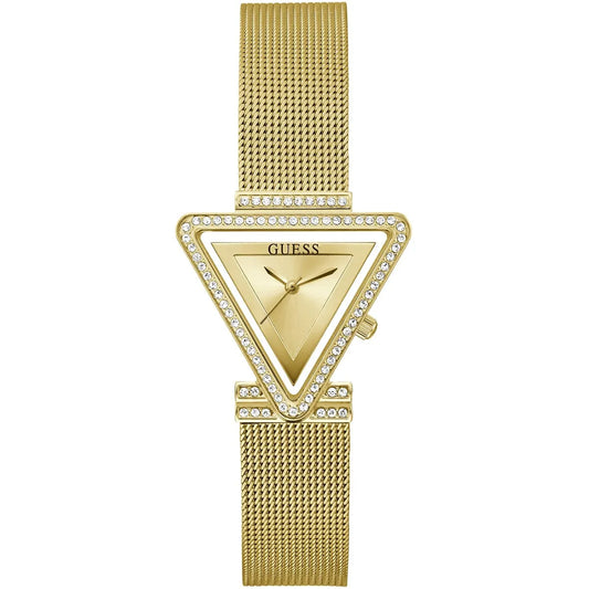 Guess Fame GW0508L2 Gold Triangle Case Crystal Bezel Gold Mesh Women's Watch