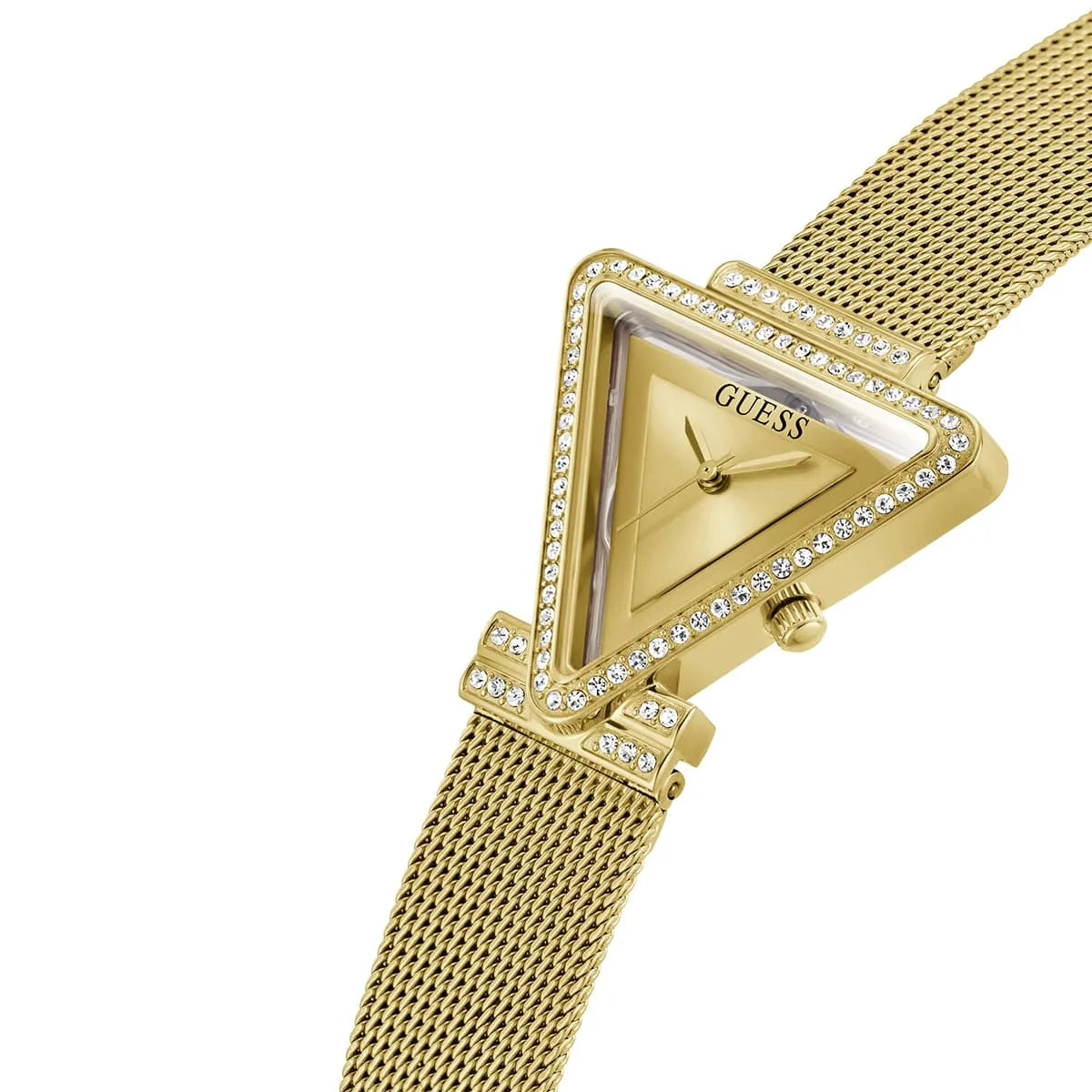 Guess Fame GW0508L2 Gold Triangle Case Crystal Bezel Gold Mesh Women's Watch