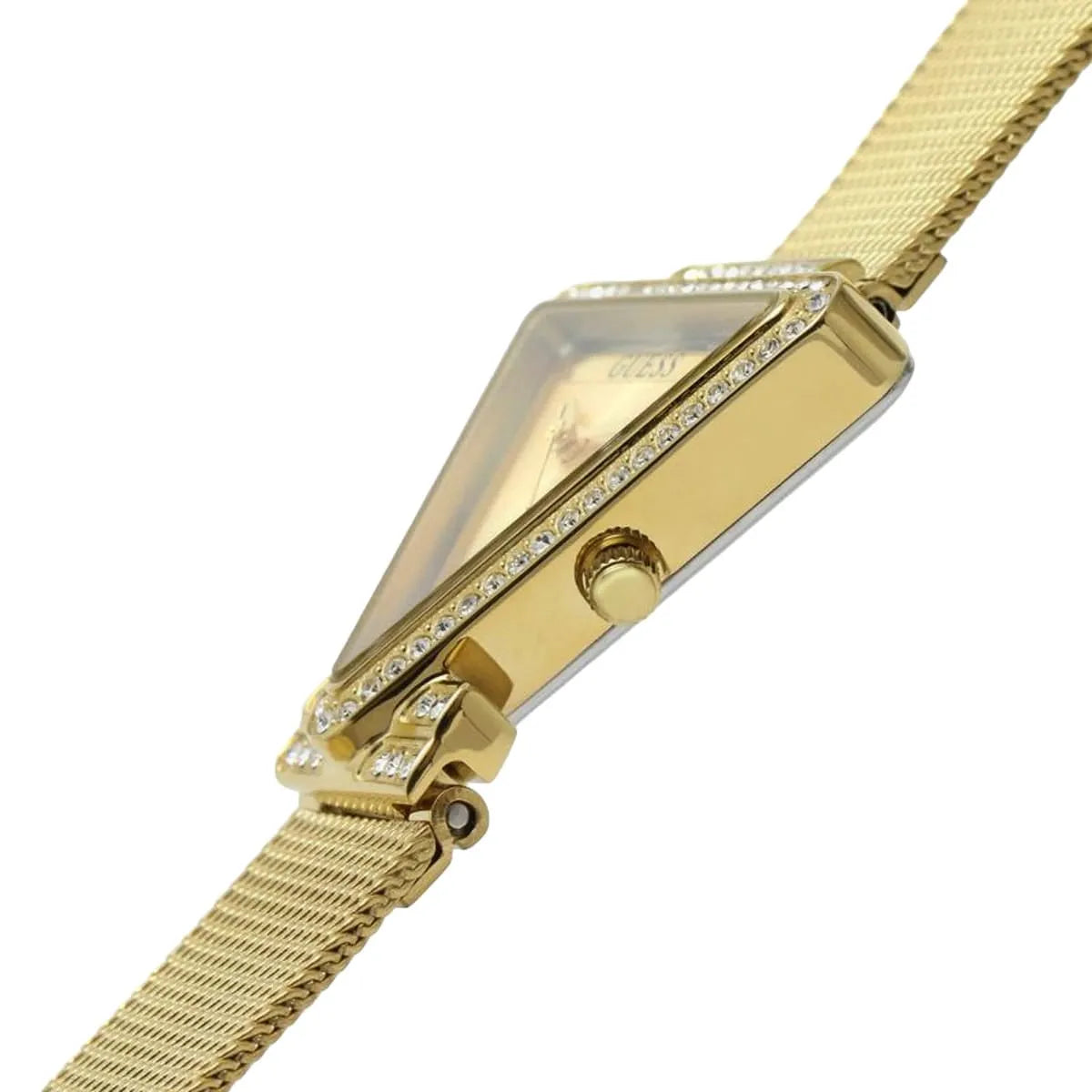 Guess Fame GW0508L2 Gold Triangle Case Crystal Bezel Gold Mesh Women's Watch