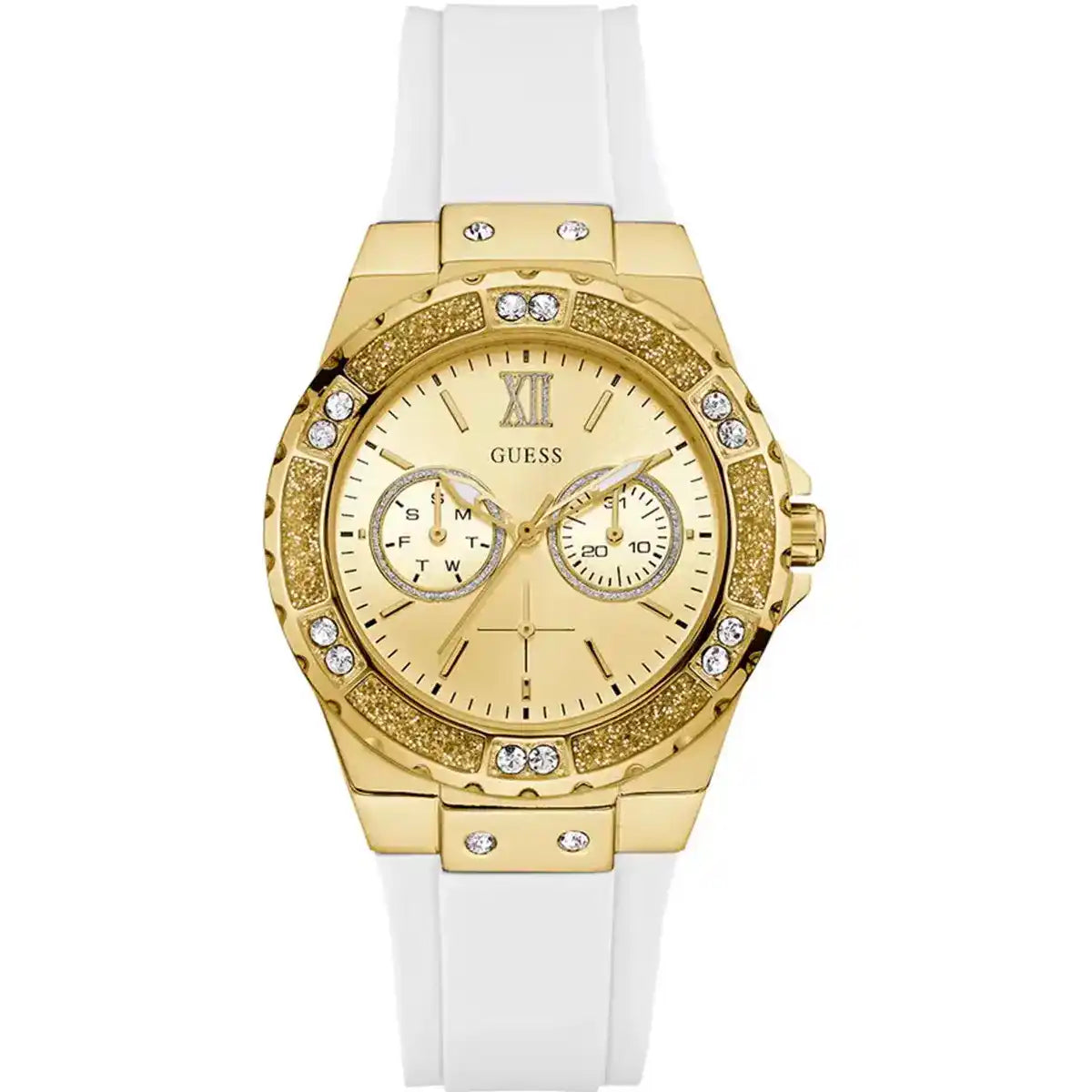Guess Limelight GW0519L2 Multi-Function Gold Dial Women's White Rubber Watch