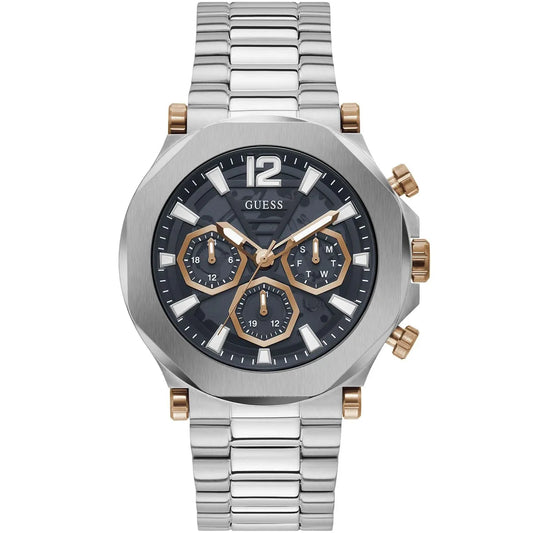 Guess Edge GW0539G1 Silver Stainless Steel Rose Gold Accents Watch