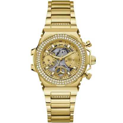Guess Fusion Multi-Function GW0552L2 Gold Case Crystal Bezel Gold Metal Women's Watch