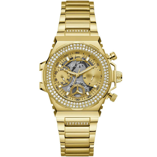 Guess Fusion Multi-Function GW0552L2 Gold Case Crystal Bezel Gold Metal Women's Watch