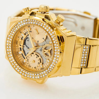 Guess Fusion Multi-Function GW0552L2 Gold Case Crystal Bezel Gold Metal Women's Watch