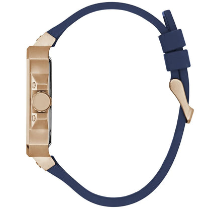 Guess LEO Multi-Function GW0637G3 Rose Gold Case Crystal Bezel Navy Blue Rubber Men's Watch