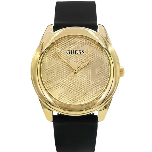 Guess Cubed GW0665L1 Gold Tone Case Black Rubber Watch