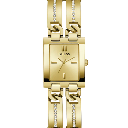 Guess GW0668L2 Gold Tone Rectangular Crystal Bracelet Watch