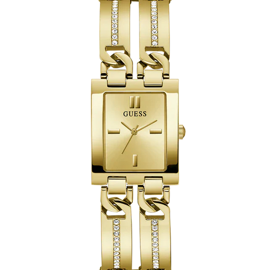 Guess GW0668L2 Gold Tone Rectangular Crystal Bracelet Watch