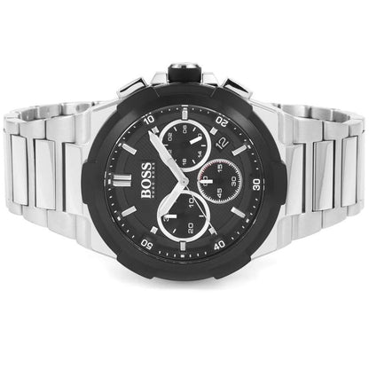 Hugo Boss Supernova 1513359 Men's Silver Steel Watch with Textured Black Dial