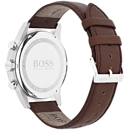 Hugo Boss Navigator 1513494 Men's Grey Dial Watch Brown Leather