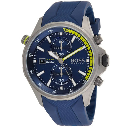 Hugo Boss Globetrotter 1513821 Men's Gunmetal Watch with Blue Rubber Strap