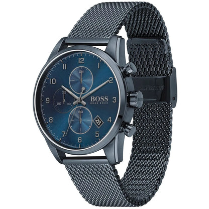 Hugo Boss Skymaster 1513836 Chronograph Blue Dial Men's Mesh Watch