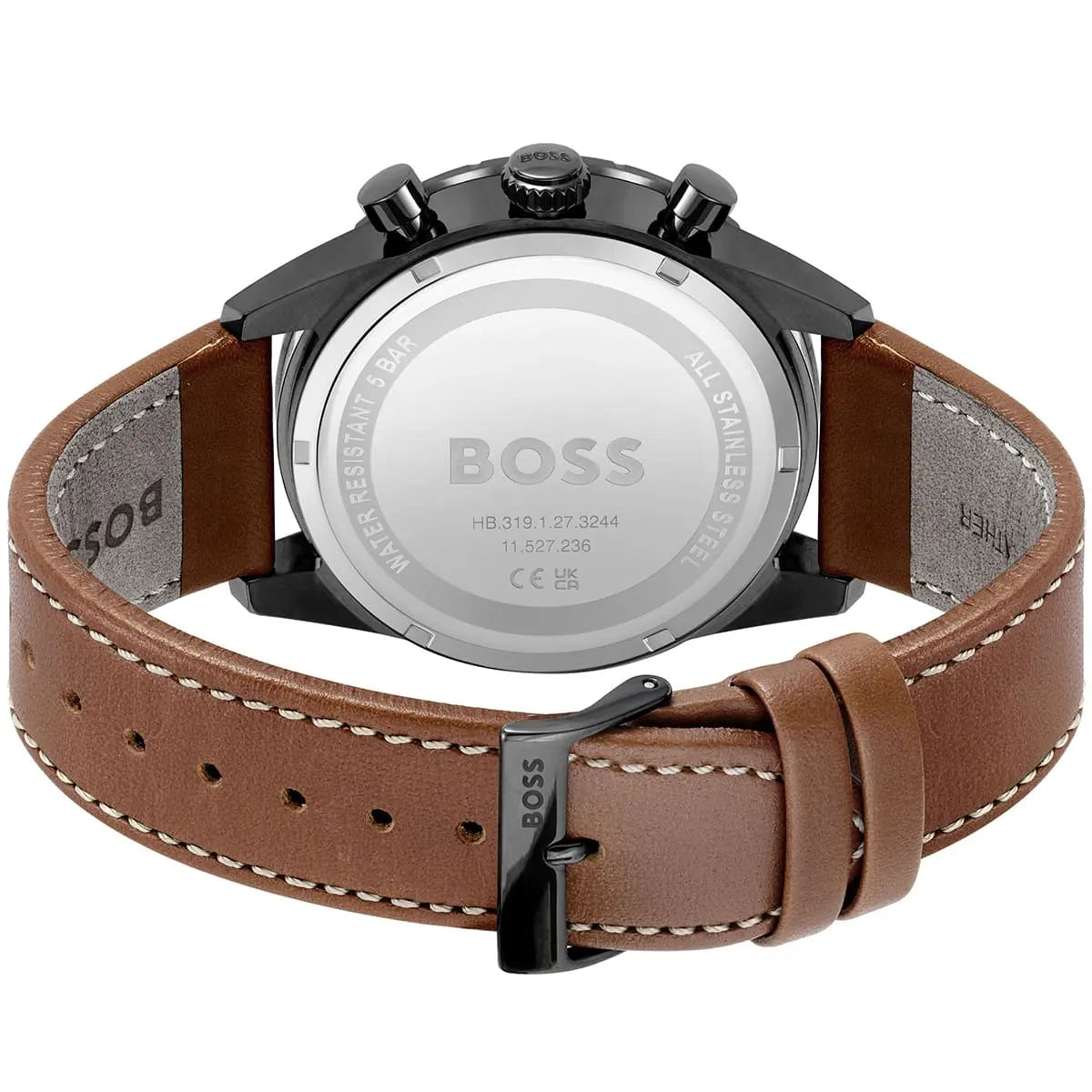 Hugo Boss Pilot Edition 1513851 Black Case Black Dial Brown Leather Men's Watch