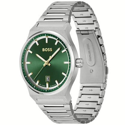 Hugo Boss Candor 1514079 Men's Silver Steel Watch with Green Dial