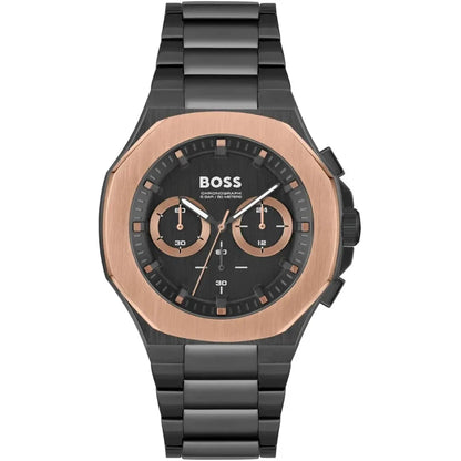 Hugo Boss Taper 1514090 Men's Black Steel Watch with Gold Bezel