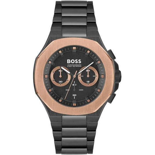 Hugo Boss Taper 1514090 Men's Black Steel Watch with Gold Bezel