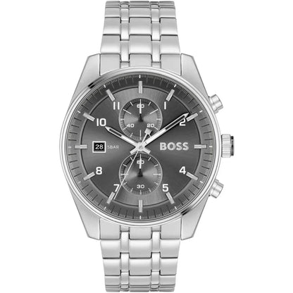 Hugo Boss Skytraveller 1514151 Men's Silver Watch Grey Dial