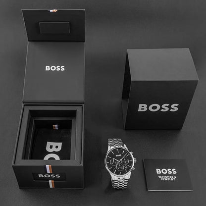 Hugo Boss Avery 1514157 Men's Silver Steel Watch Black Dial