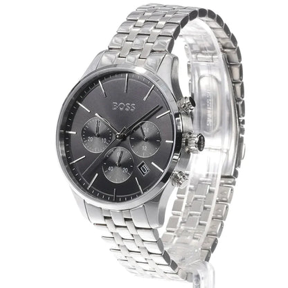Hugo Boss Avery 1514157 Men's Silver Steel Watch Black Dial