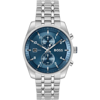 Hugo Boss Skytraveller 1514216 Men's Silver Steel Watch with Blue Dial