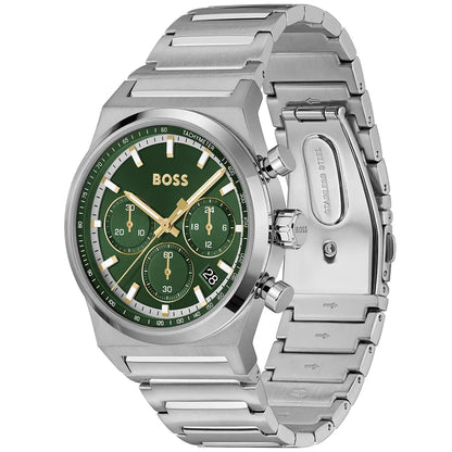 Hugo Boss Candor 1514220 Men's Silver Steel Watch with Green Dial