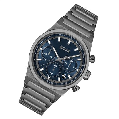 Hugo Boss Candor 1514223 Men's Grey Steel Watch with Blue Dial