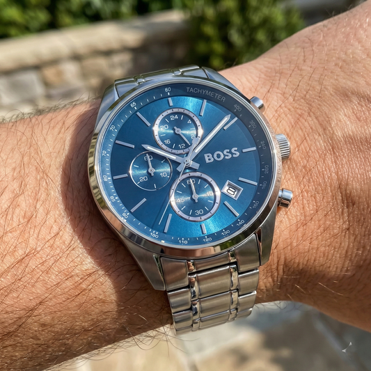 Hugo Boss Grand Prix 1514226 Silver Stainless Steel Blue Dial Watch