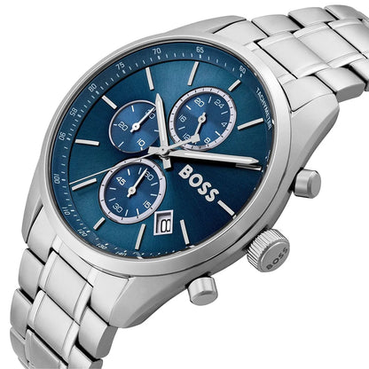 Hugo Boss Grand Prix 1514226 Silver Stainless Steel Blue Dial Watch