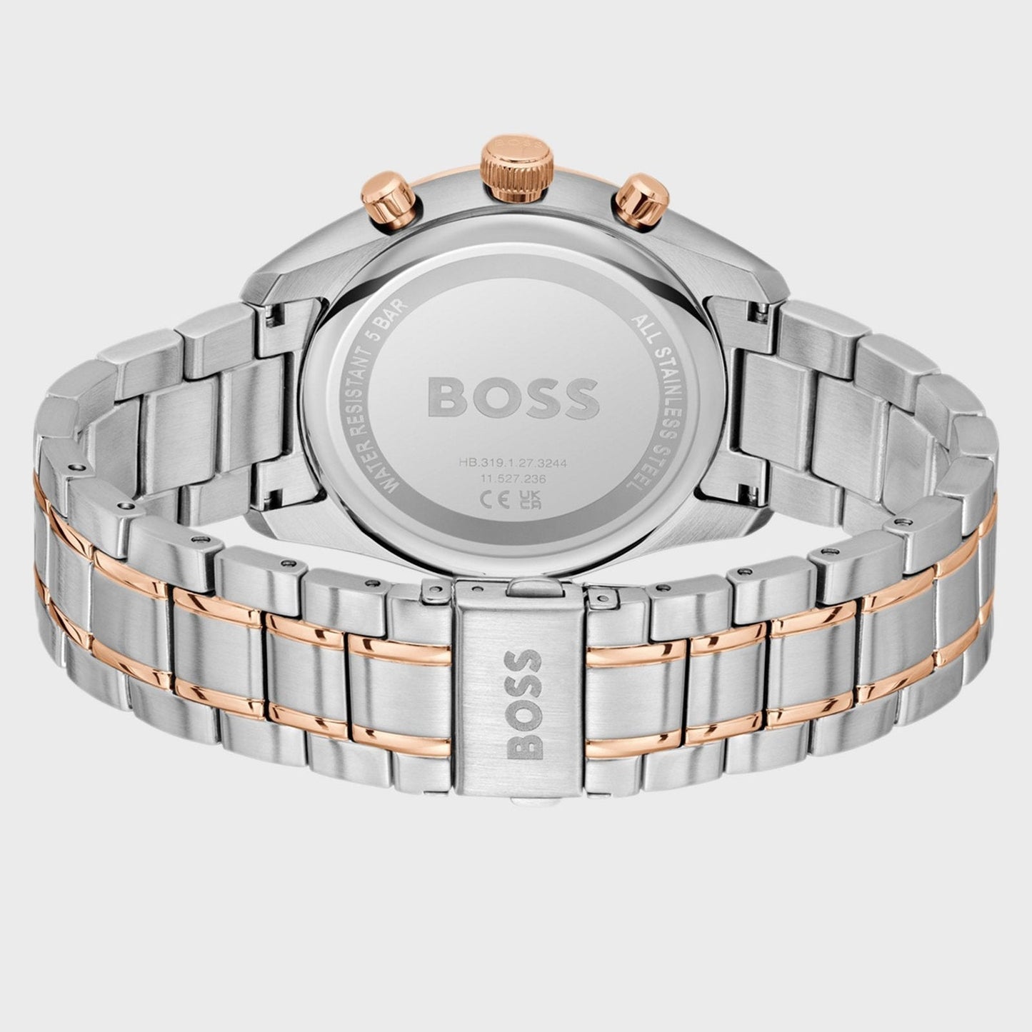 Hugo Boss Steer 1514252 Two-Tone Silver & Rose Gold Grey Dial Men's Watch