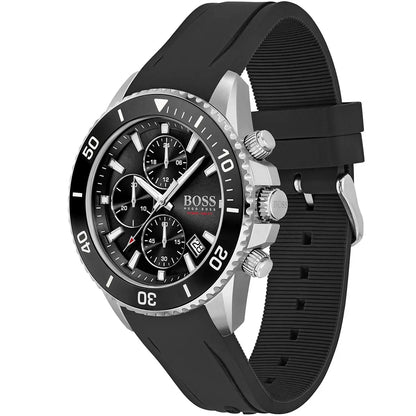 Hugo Boss Admiral 1513912 Black Dial Rubber Strap Chronograph Men's Watch