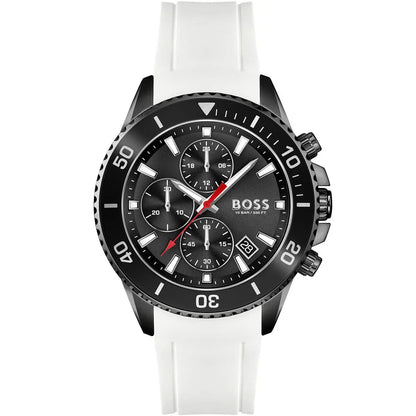 Hugo Boss Admiral 1513966 White Rubber Black Dial Chronograph Men's Watch