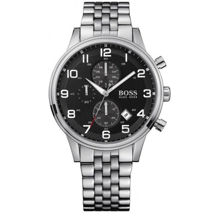 Hugo Boss Aeroliner 1512446 Silver Stainless Steel Black Dial Chronograph Watch