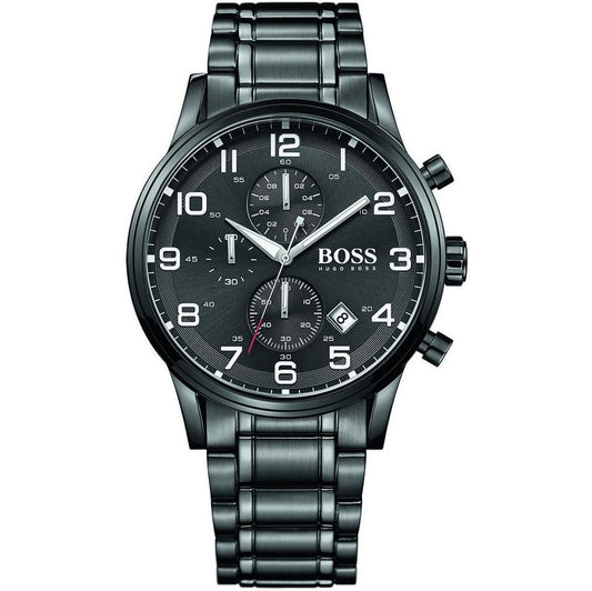 Hugo Boss Aeroliner 1513180 Black IP Stainless Steel Chronograph Watch
