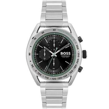 Hugo Boss Center Court 1514023 Silver-Tone Green Accents Chronograph Men's Watch