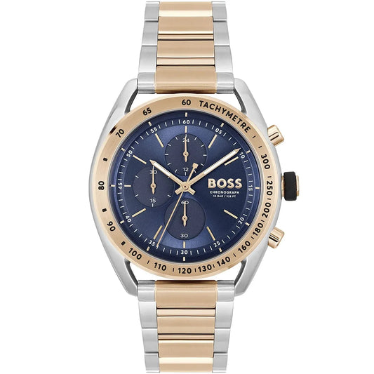 Hugo Boss Center Court 1514026 Two-Tone Silver Rose Gold Blue Dial Watch