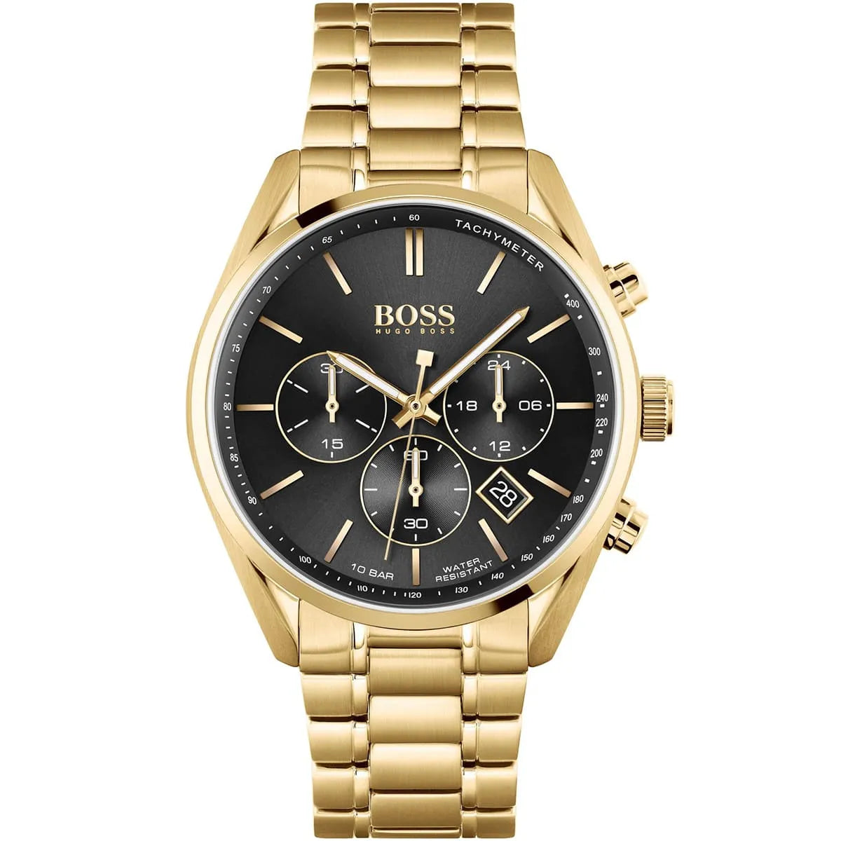 Hugo Boss Champion 1513848 Gold-Tone Black Dial Chronograph Men's Watch
