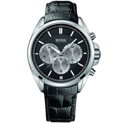 Hugo Boss Driver 1512879 Silver Stainless Steel Black Leather Chronograph Watch