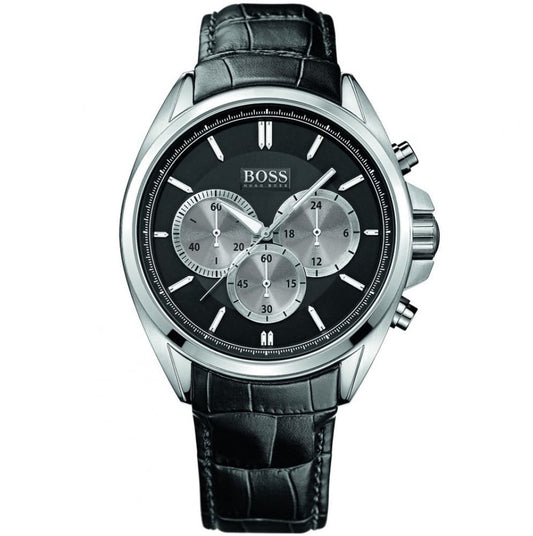 Hugo Boss Driver 1512879 Silver Stainless Steel Black Leather Chronograph Watch