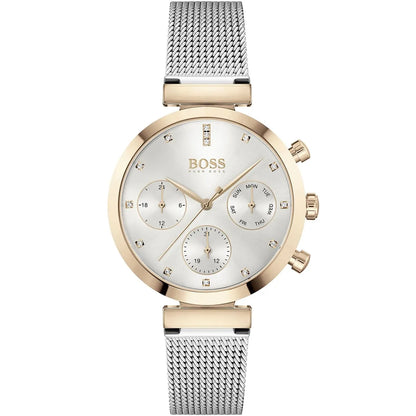 Original Hugo Boss Flawless Women's Watch - Rose Gold Mesh & Silver Dial (1502553)