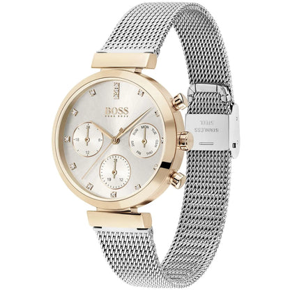 Original Hugo Boss Flawless Women's Watch - Rose Gold Mesh & Silver Dial (1502553)