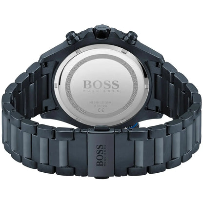 Hugo Boss Globetrotter 1513824 Blue IP Steel Black Dial Men's Watch