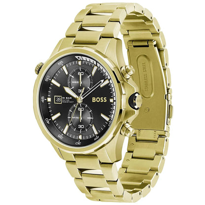Hugo Boss Globetrotter 1513932 Gold-Tone Black Dial Chronograph Men's Watch