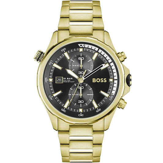 Hugo Boss Globetrotter 1513932 Gold-Tone Black Dial Chronograph Men's Watch