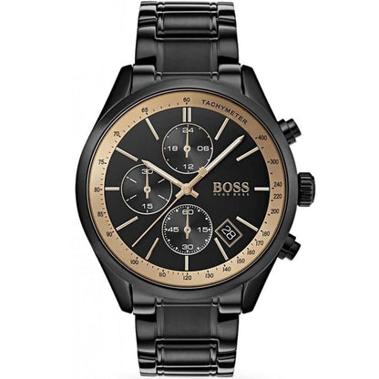 Hugo Boss Grand Prix 1513578 Black IP Gold Accents Chronograph Men's Watch