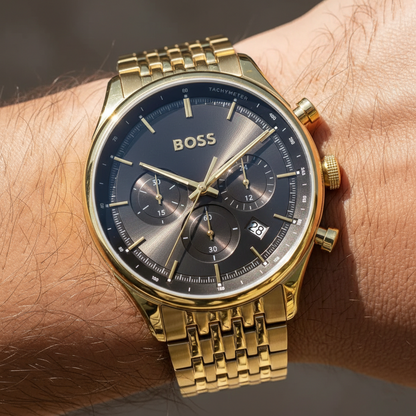 Hugo Boss Gregor 1514051 Gold-Tone Grey Dial Chronograph Men's Watch