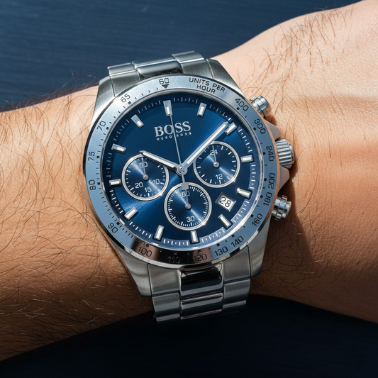 Hugo Boss Hero Sport 1513755 Silver Stainless Steel Blue Dial Chronograph Watch