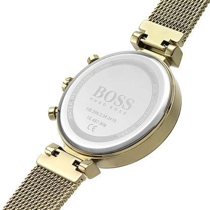 Original Hugo Boss Majesty Women's Watch - Gold Mesh Bracelet & Crystal Dial (1502552)
