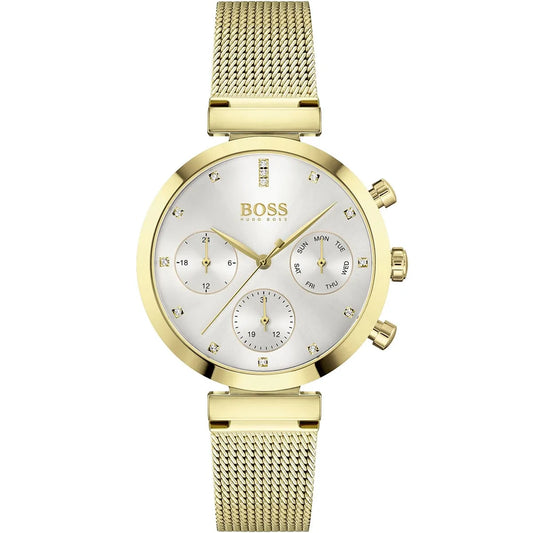 Original Hugo Boss Majesty Women's Watch - Gold Mesh Bracelet & Crystal Dial (1502552)